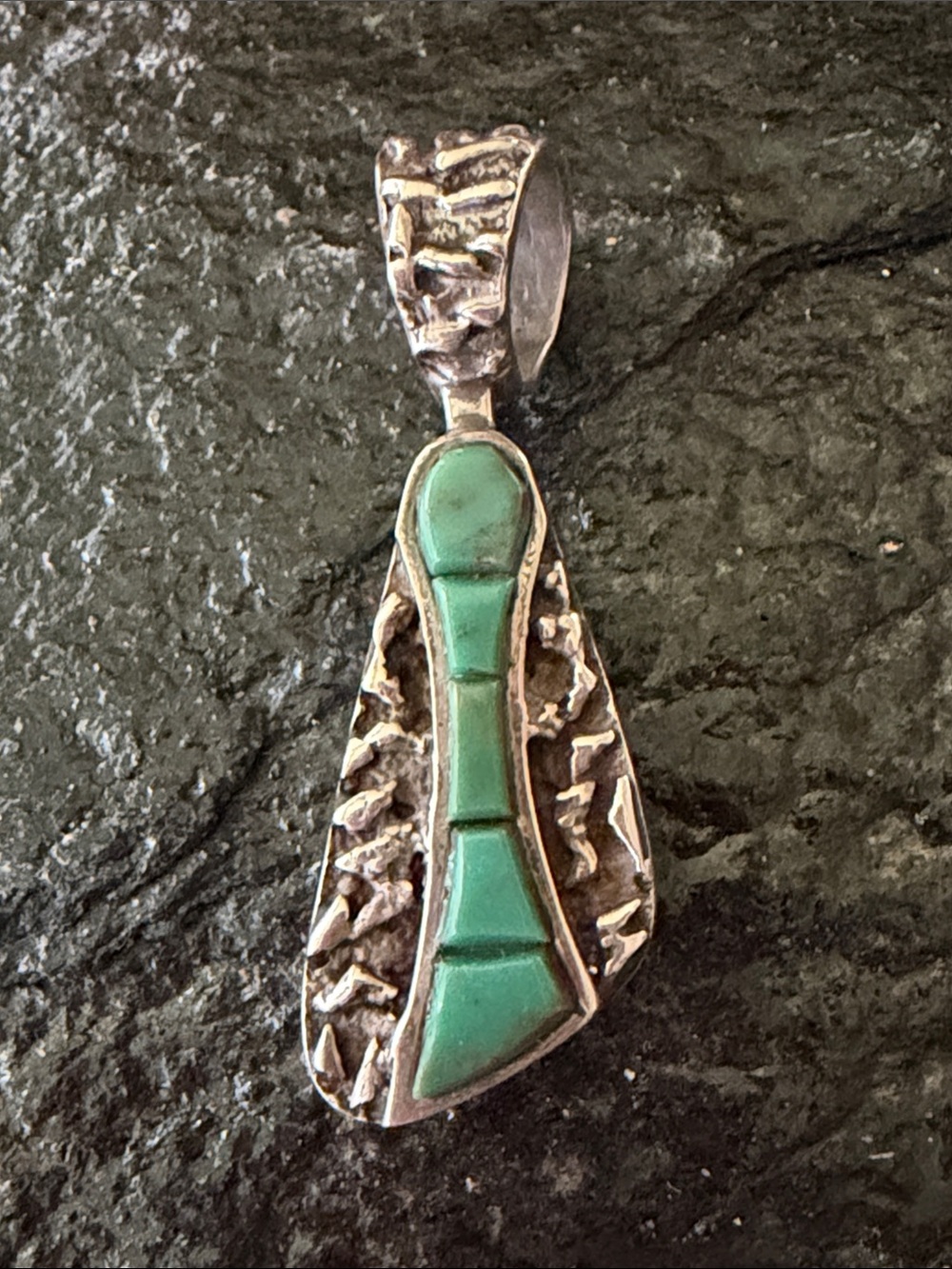 Vintage Zuni Turquoise Reversible Pendant by VM Dishta